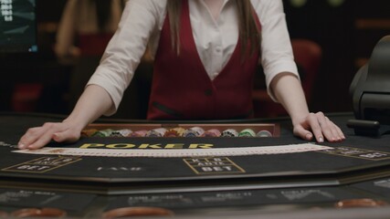 Croupier gambling table in casino