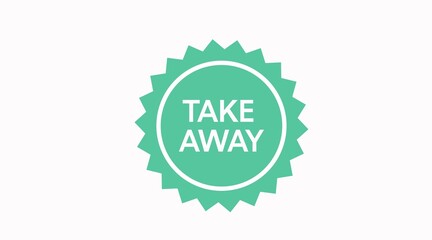 Take Away icon. Vector isolated green and white take away icon or badge