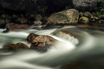Long exposure image of a creek in the mountains. 