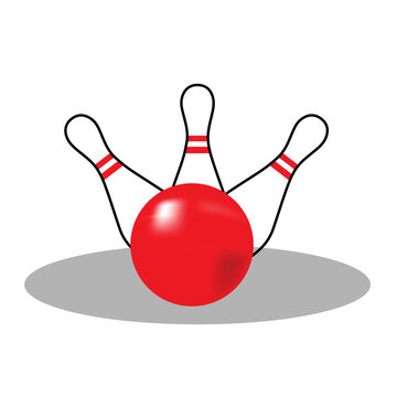 Bowling pins and ball. Simple colorful icon bowling skittles with ball. Isolated on a white background. Vector illustration.