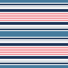 Striped seamless pattern. Abstract background with elegant blue, red lines. Vector illustration horizontal stripes. Repeating texture. Ornament in stripe. Design paper, wallpaper, textile, fabric.