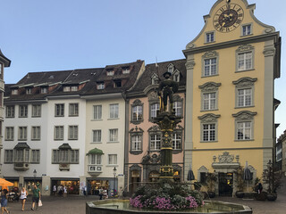 Schaffhausen, Switzerland. Historic fountain and square in the old town