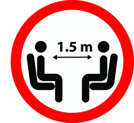 Coronoavirus safety distance between people sign. Recommended social distance 1.5 meters.