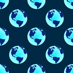 Flat globe seamless pattern. Seal for Earth Day. Vector illustration with the meaning of save the planet. Ideal for wallpaper, wrapping paper, cards, posters, booklets, design. EPS