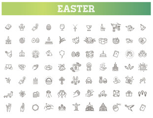 Easter icons set. Christianity vector symbols