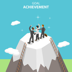 3D Isometric Flat Vector Conceptual Illustration of Goal Achievement.