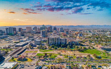 Phoenix, Arizona, VS Downtown Skyline-antenne