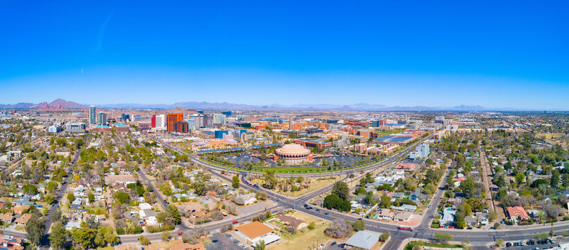 Downtown Tempe, Arizona, USA Drone Skyline Aerial