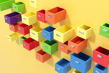 Obraz premium pull-out colorful drawers 3d Rendering