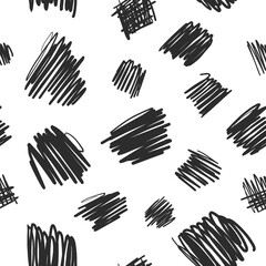 Scribble lines hand drawn seamless vector pattern. Chaotic lines ink dirty texture.