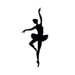 Black silhouette of a ballerina on a white background.Vector illustration.