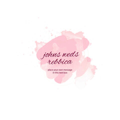 Naklejka na ściany i meble Johns weds Rebbeca, A beautiful and stunning pink watercolor wedding logo design for couples
