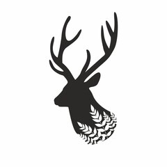 Silhouette of a deer with horns