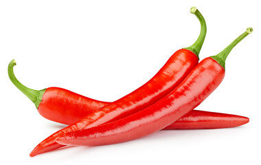 Chili on white isolated. Hot chili peppers with clipping path.