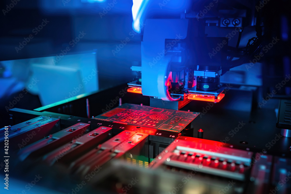 Poster process of creating a printed circuit board. machine for production of pcb. manufacturing of printed