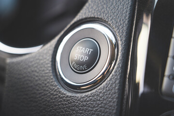 start-stop buttons on modern cars selective focus