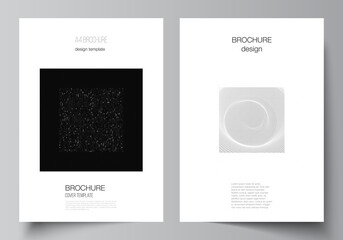 Vector layout of A4 cover mockups templates for brochure, flyer layout, booklet, cover design, book design. Abstract technology black color science background. Digital data. Minimalist high tech.