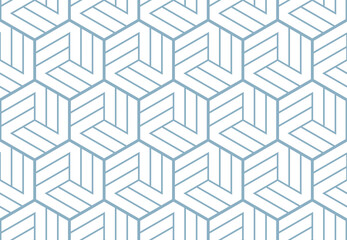 Abstract geometric pattern with stripes, lines. Seamless vector background. White and blue ornament. Simple lattice graphic design