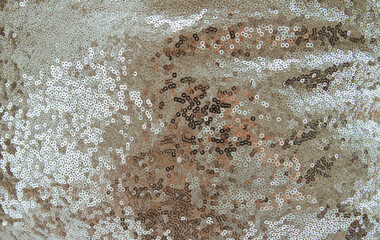 Shiny gray spiders close-up.The sequins are sewn in even rows to the fabric.A festive outfit.