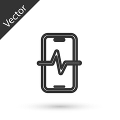 Grey line Phone repair service icon isolated on white background. Adjusting, service, setting, maintenance, repair, fixing. Vector