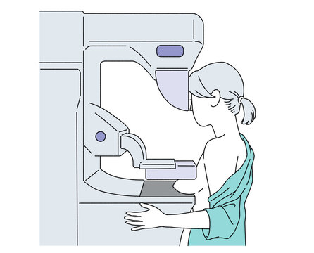 recommend clip art: 人物イラスト 乳がん マンモグラフィ検査 女性 シンプル