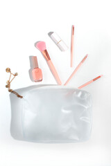 mockup of beauty fashion cosmetic makeup brush product with skincare healthcare concept on background