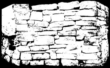 Old grungy retro dirty dusty brick wall of ancient city. Uneven pitted peeled surface brickwork of cellar worn. Ruined shabby stiff blocks. Hard solid messy ragged holes brickwall for 3D grunge design