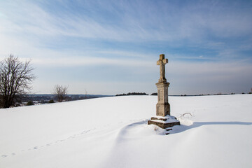 wayside cross in the snow
