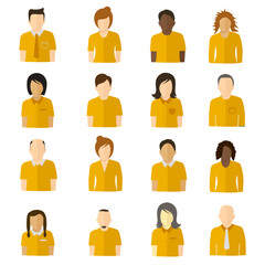 Minimalistic flat user icons with uniform yellow colors