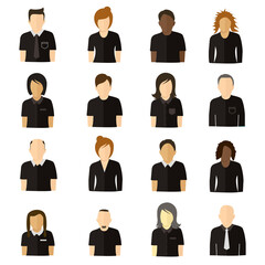 Minimalistic flat user icons with uniform quarz colors