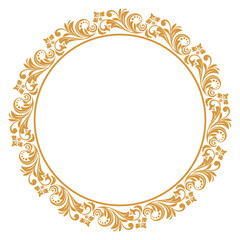 Decorative frame Elegant vector element for design in Eastern style, place for text. Floral golden border. Lace illustration for invitations and greeting cards.