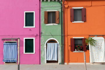 Obraz na płótnie Canvas Burano island, characteristic view of colorful houses, Venice lagoon, Italy, Europe