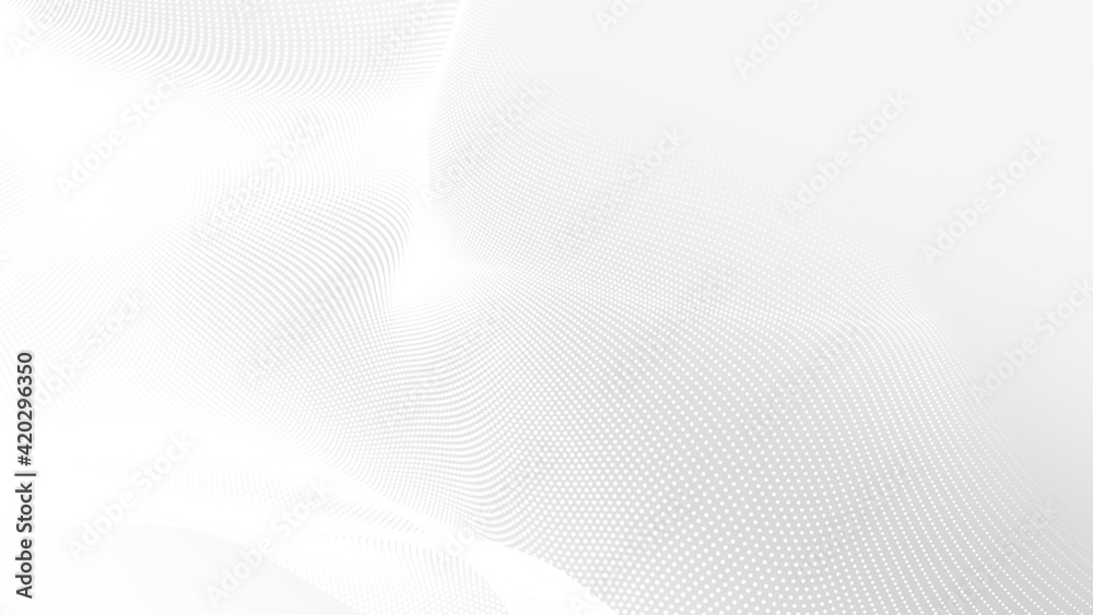 Wall mural dot white gray wave light technology texture background. abstract big data digital concept. 3d rende