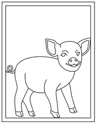 
Baby pig hand drawn vector template, kids coloring page


