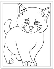 
Cat hand drawn vector template, kids coloring page


