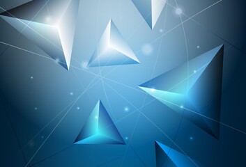 Dark BLUE vector shining triangular layout.