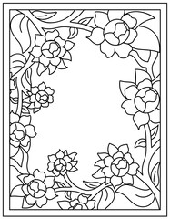 
Floral border template, kids drawing page 

