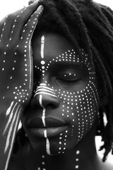 A high contrast black and white trendy portrait