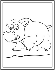 
Wild rhinoceros animal colouring page vector 

