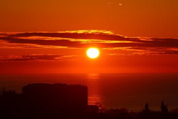 sunset over the city
