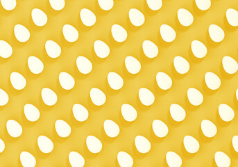 White easter eggs on yellow background, eggs pattern, 3d illustration