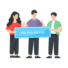 
Flat character vector illustrating we are hiring concept

