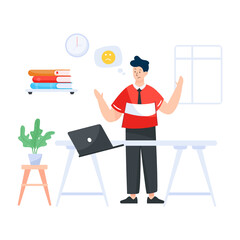 
Workplace stress in flat illustration, premium download

