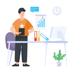 
A business analyst flat editable illustration

