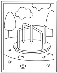 
Merry go round colouring page vector 

