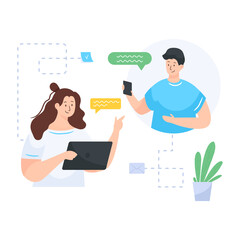 
Flat illustration portraying team discussion 

