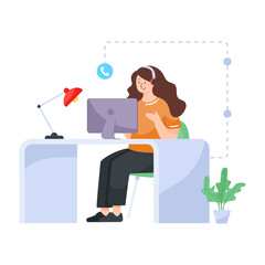 
Vector illustration of customer helpline in flat visual

