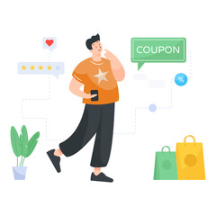 
Shopping feedback flat illustration in downloadable vector

