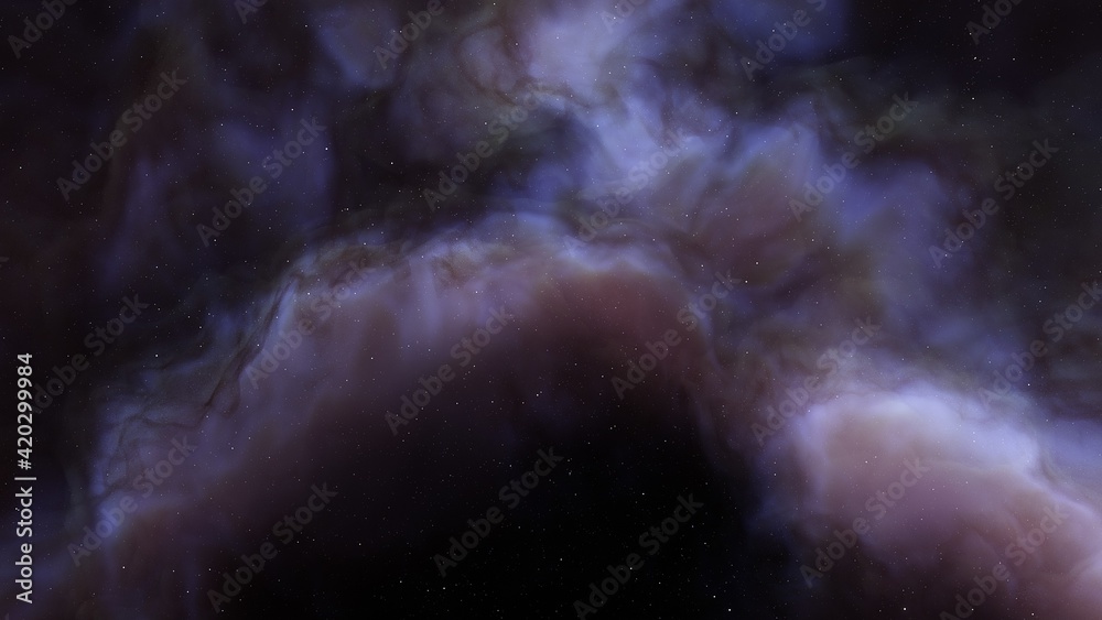 Wall mural space background with nebula and stars, nebula in deep space, abstract colorful background 3d render