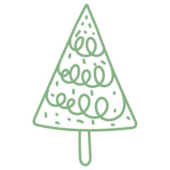 
A beautiful design of christmas tree icon in doodle style 

